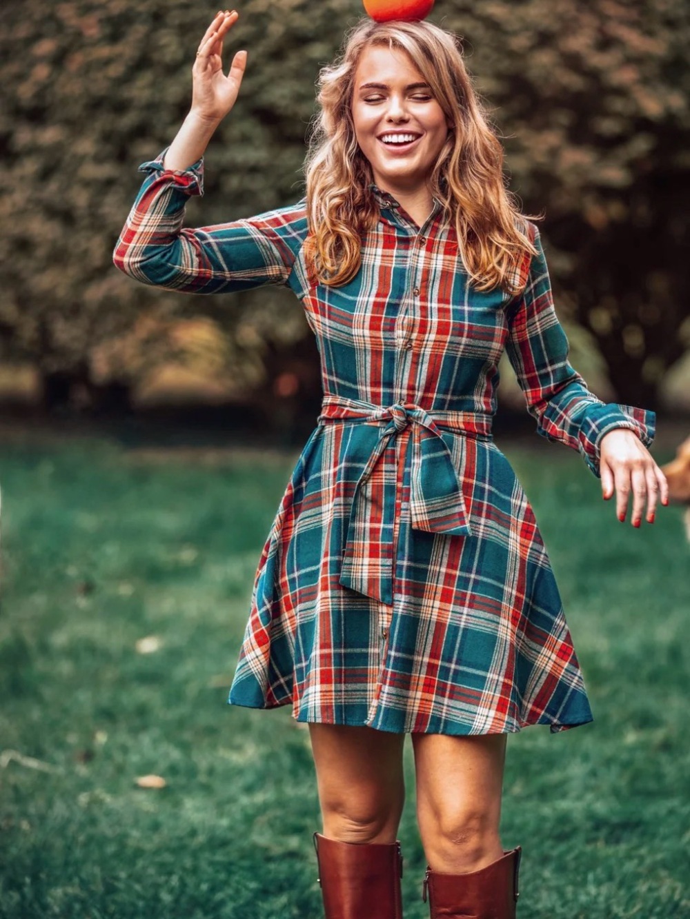 Kiel James Patrick Plaid Long-Sleeve Shirt Dress